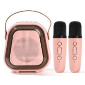 RRP £11.98 Karaoke machine with 2 Microphones Pink Singing Equipment