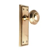 RRP £18.00 Designer Levers - Georgian Door Knob On Latch Backplate Polished Brass