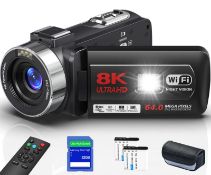 RRP £171.59 8K 64MP Video Camera Camcorder with IR Night Vision Vlogging Camera
