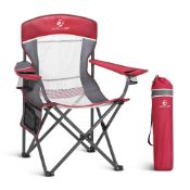 RRP £35.99 ALPHA CAMP Camping Chairs for Adults Mesh Back Folding Camping Chair, Red