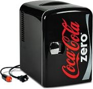 Coca Cola CZ04 Coke Zero 4L 6 Can Portable Cooler/Warmer,Compact Personal Travel Mini Fridge for Sna