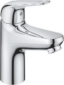 GROHE Swift QuickFix – Smooth Body 1 Lever Basin Mixer Tap for Low Pressure (S-Size 162 mm, 28 mm Ce