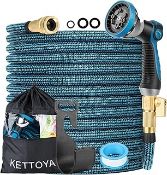 KETTOYA 25FT Expandable Garden Hose, Flexible Water Hose with 10-Pattern Spray Nozzle, Leak-Proof Re
