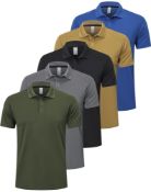 RRP £30.69 ZENGVEE 5 Pack Men's Polo Shirt Short Sleeve Golf Sports Casual Tops