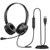 RRP £21.55 TECKNET USB Headset with Microphone On-Ear Design