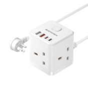 RRP £26.93 UK to US Plug Adaptor 3 Way 4 Fast Charging USB
