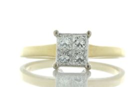 18ct Yellow Gold Princess Cluster Diamond Ring 0.80 Carats