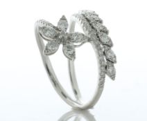 18ct White Gold Flower And Leaves Diamond Ring 1.00 Carats