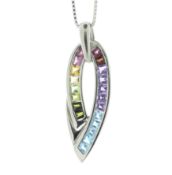 Platinum Ladies Dress Diamond Gemstone Pendant