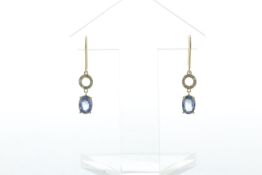 18ct Yellow Gold Diamond And Sapphire Drop Earring (S5.00) 0.25 Carats