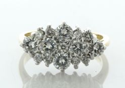 18ct Yellow Gold Boat Shape Cluster Diamond Ring 2.00 Carats