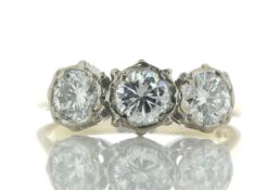 18ct Yellow Gold Three Stone Rub Over Set Diamond Ring 1.15 Carats