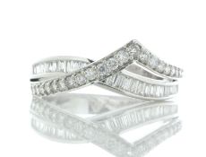 18ct White Gold Ladies Dress Diamond Ring 0.75 Carats