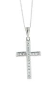 10ct Gold Cross Diamond Pendant And 18" Chain 0.60 Carats