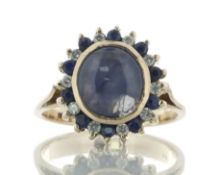 18ct Yellow Gold Oval Cluster Diamond And Sapphire Ring (S4.00) 0.10 Carats