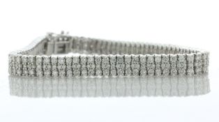 14ct White Gold Three Row Tennis Diamond Bracelet 7" 6.00 Carats