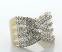 9ct Yellow Gold Cocktail Swirl Crossover Diamond Ring 1.50 Carats