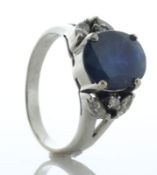 18ct White Gold Diamond And Sapphire Ring (S5.00) 0.35 Carats