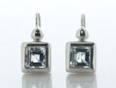 18ct White Gold Aqua Marine Drop Earrings 4.00