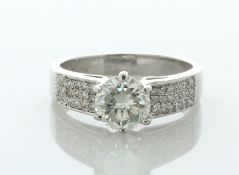 9ct White Gold Single Stone With Stone Set Shoulders Moissanite Ring