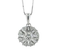 10ct White Gold Fancy Cluster Diamond Pendant And 18" Chain 1.00 Carats
