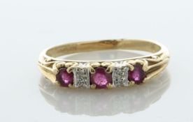 9ct Yellow Gold And White Gold Diamond And Ruby Ring (R 0.30) 0.05 Carats