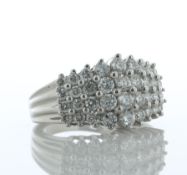 14ct White Gold Four Row Diamond Ring 2.17 Carats