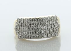 14ct Yellow Gold Diamond Five Row Ring 1.50 Carats
