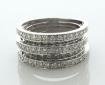 9ct White Gold Multi-Row Diamond Ring 1.10 Carats