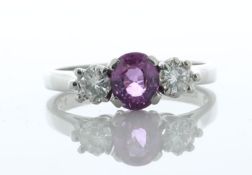 18ct White Gold Three Stone Diamond And Pink Sapphire Ring (PS1.04) 0.40 Carats