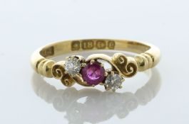 18ct Yellow Gold Diamond And Ruby Ring (R0.17) 0.16 Carats