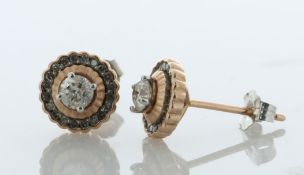 10ct Gold Rose Gold Diamond Halo Earrings 0.30 Carats