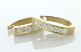 18ct Yellow Gold Oval Hoop Diamond Earring 0.80 Carats