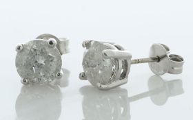 18ct White Gold Solitaire Diamond Earrings 3.06 Carats
