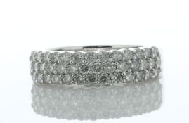 10ct White Gold Three Row Diamond Ring 1.00 Carats