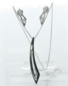 Platinum Diamond Pendant And Earrings Set 0.10 Carats