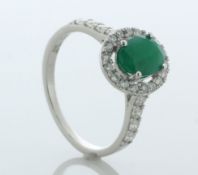9ct White Gold Diamond And Emerald Halo Ring (E2.00) 0.60 Carats