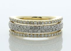 14ct Gold Ladies Three Row Half Eternity Diamond Ring 1.08 Carats