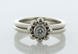 18ct White Gold Ladies Tiffany & Co Diamond Flower Ring 0.15 Carats