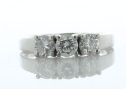 Platinum Three Stone Diamond Ring 1.00 Carats