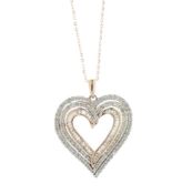 10ct Rose Gold Diamond Heart Pendant And 18" Chain 1.00 Carats