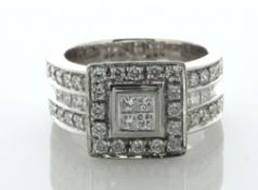 18ct White Gold ILIANA Cluster Diamond Ring 1.50 Carats
