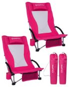 RRP £104.11 KingCamp 2 Pack Low Beach Chair for Adults 180kg Stable Frame RoseRed