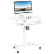 RRP £122.48 ERGOMAKER Two-Tier Mobile Standing Desk with 4 Rolling Castors