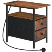 RRP £24.28 HOOBRO Narrow Bedside Table with Charging Station