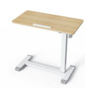 RRP £95.34 ETHU Mobile Standing Desk on Wheels with Tilting Desktop, Oak