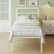 RRP £60.84 Lutown-Teen Metal Small Single Bed Frame with Headboard, 46 cm High, White