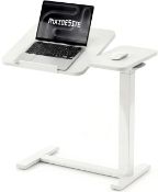 RRP £77.16 MAIDeSITe Fit Dual Overbed Table with Wheels, C-Shape Bedside Table