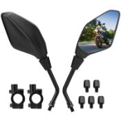 RRP £8.03 KEMIMOTO Motorbike Mirror E Mark Universal 7/8", with M8/M10 Bolts & 2 Clamps
