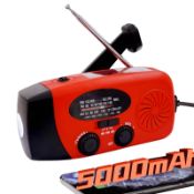 RRP £14.91 5000mAh Wind Up Solar Radio, Emergency Crank Weather Radio, FM/AM Radios